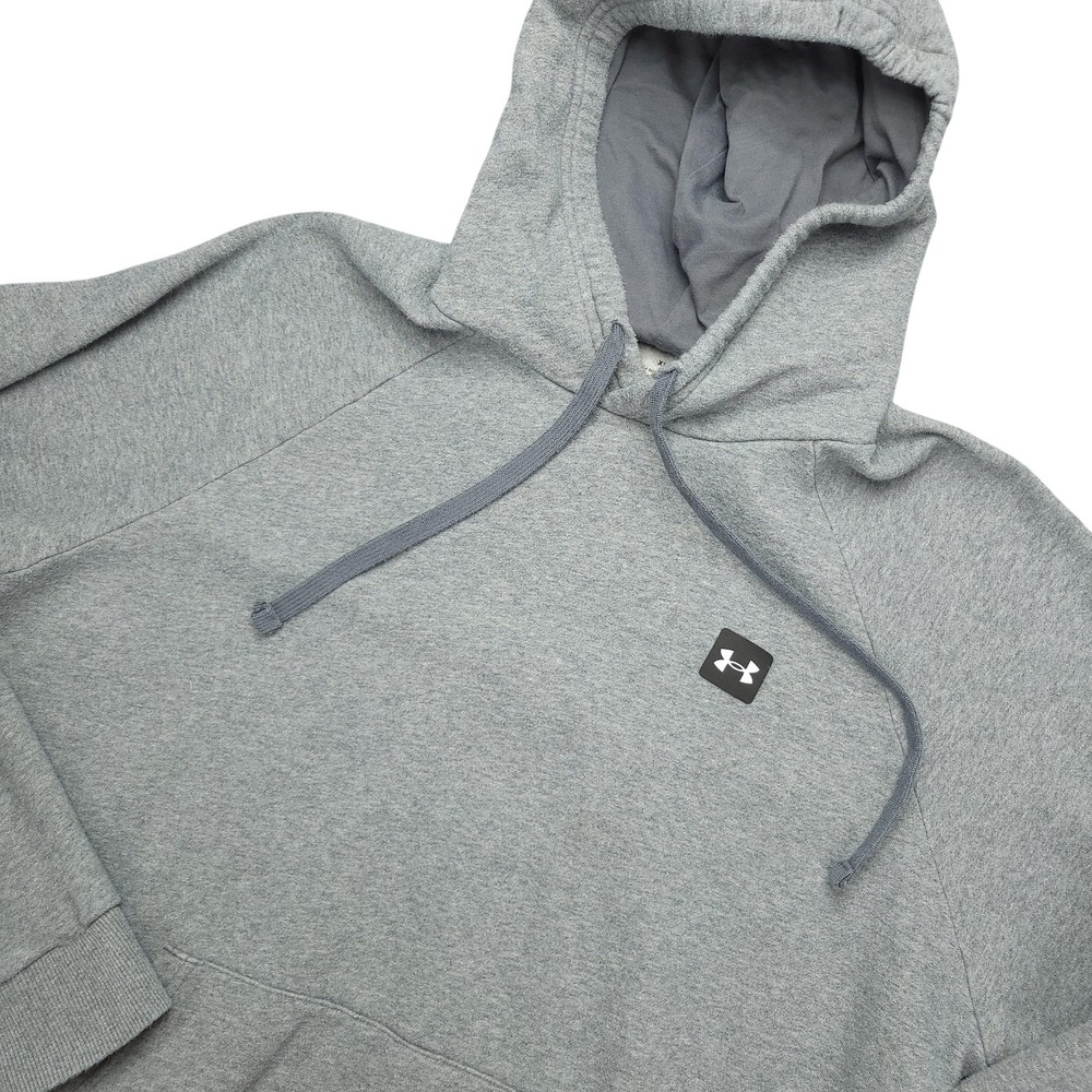 Under Armour Hoodie Mens XL Gray Fleece Pullover Kangaroo Pocket Logo Casual